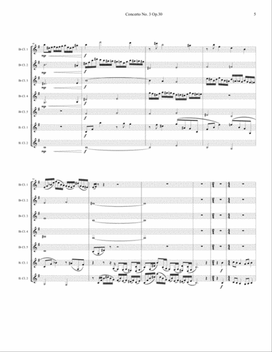 Rachmaninoff - Piano Concerto No. 3 - Clarinet Choir Clarinet Choir scores gallery preview page 5