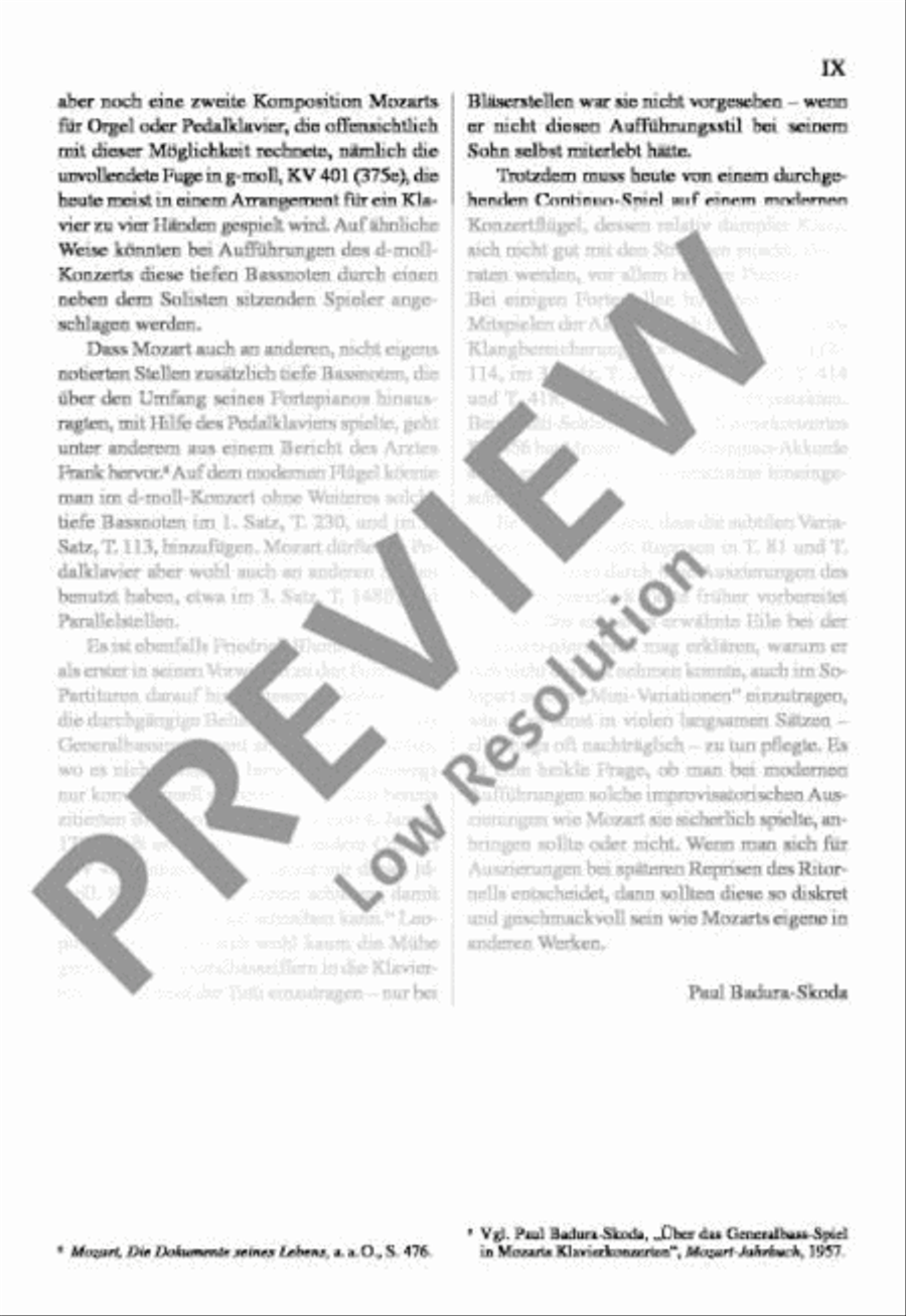 Concerto No. 20 D minor Orchestra scores gallery preview page 10