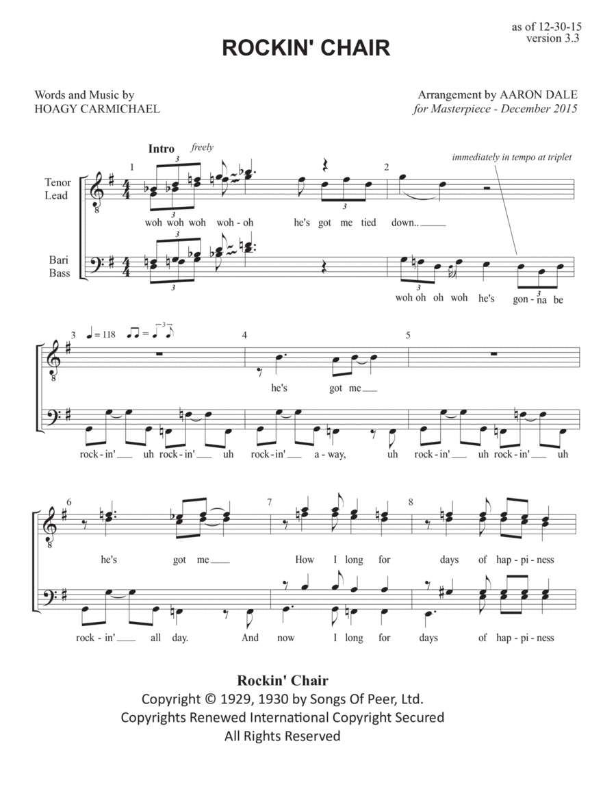 Rockin' Chair TTBB scores gallery preview page 1