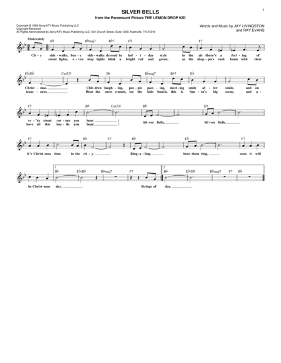 Silver Bells Piano scores gallery preview page 1