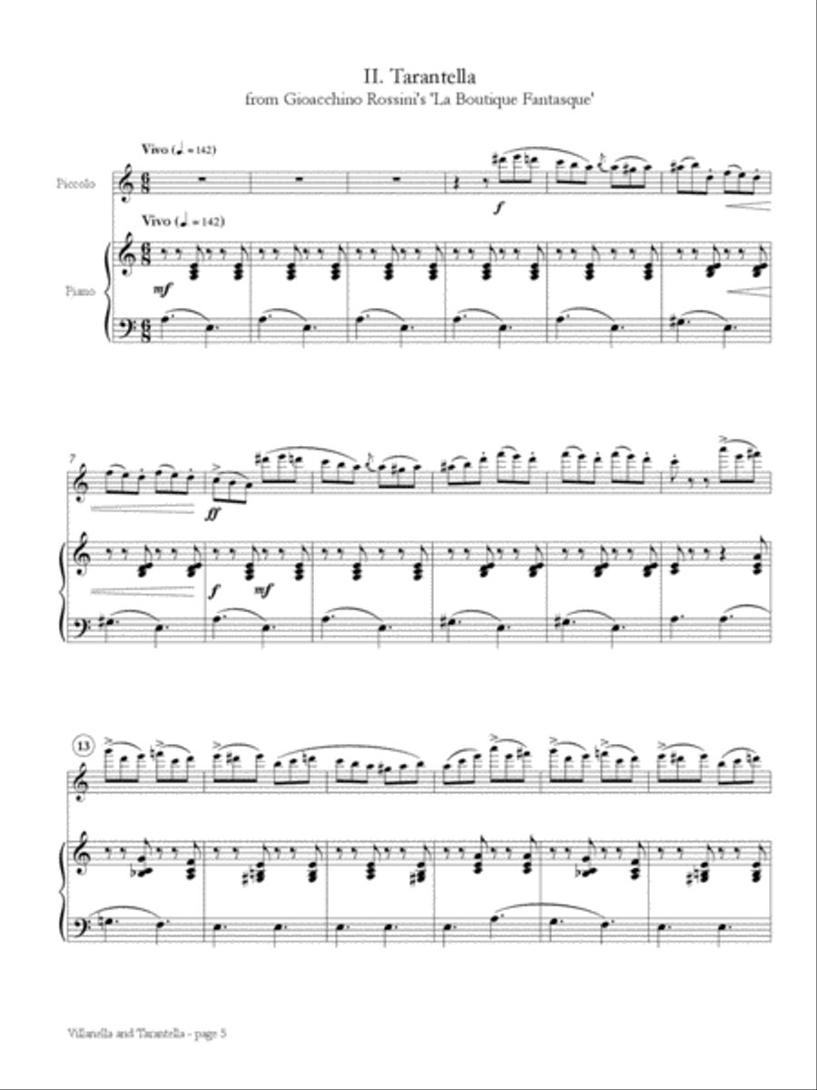 Villanella and Tarantella for Piccolo and Piano Piccolo scores gallery preview page 3