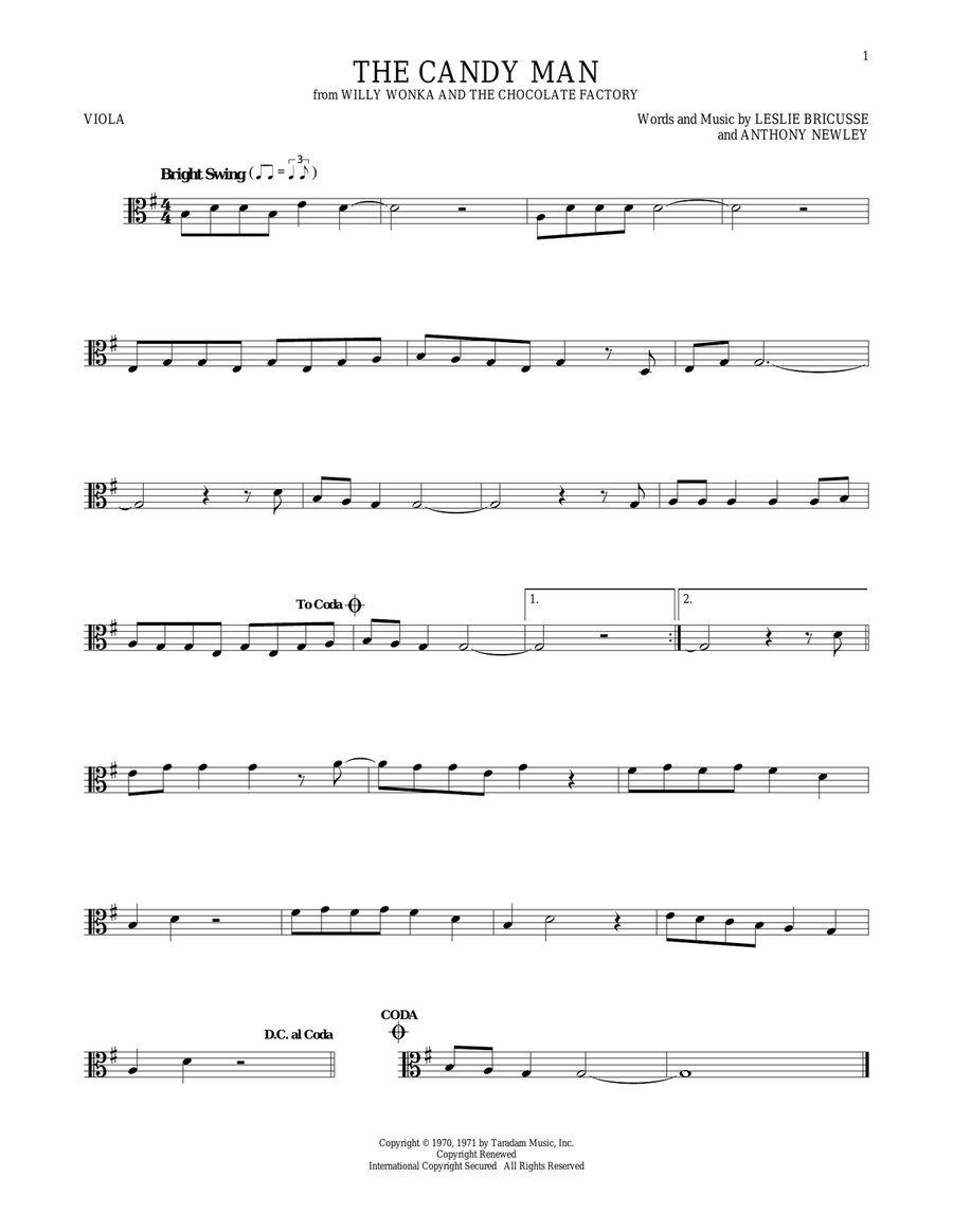 The Candy Man Viola Solo scores gallery preview page 1
