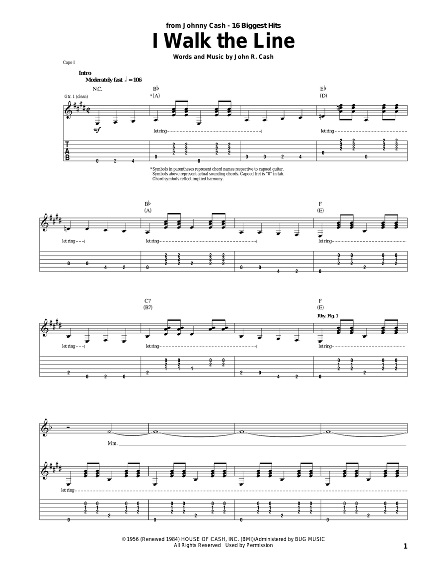 I Walk The Line I Walk The Line Acoustic Guitar scores gallery preview page 1