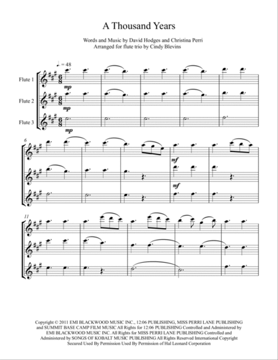 A Thousand Years Flute Trio scores gallery preview page 2