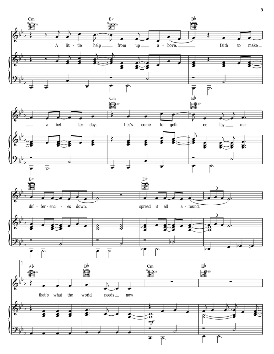What The World Needs What The World Needs Piano, Vocal, Guitar scores gallery preview page 3