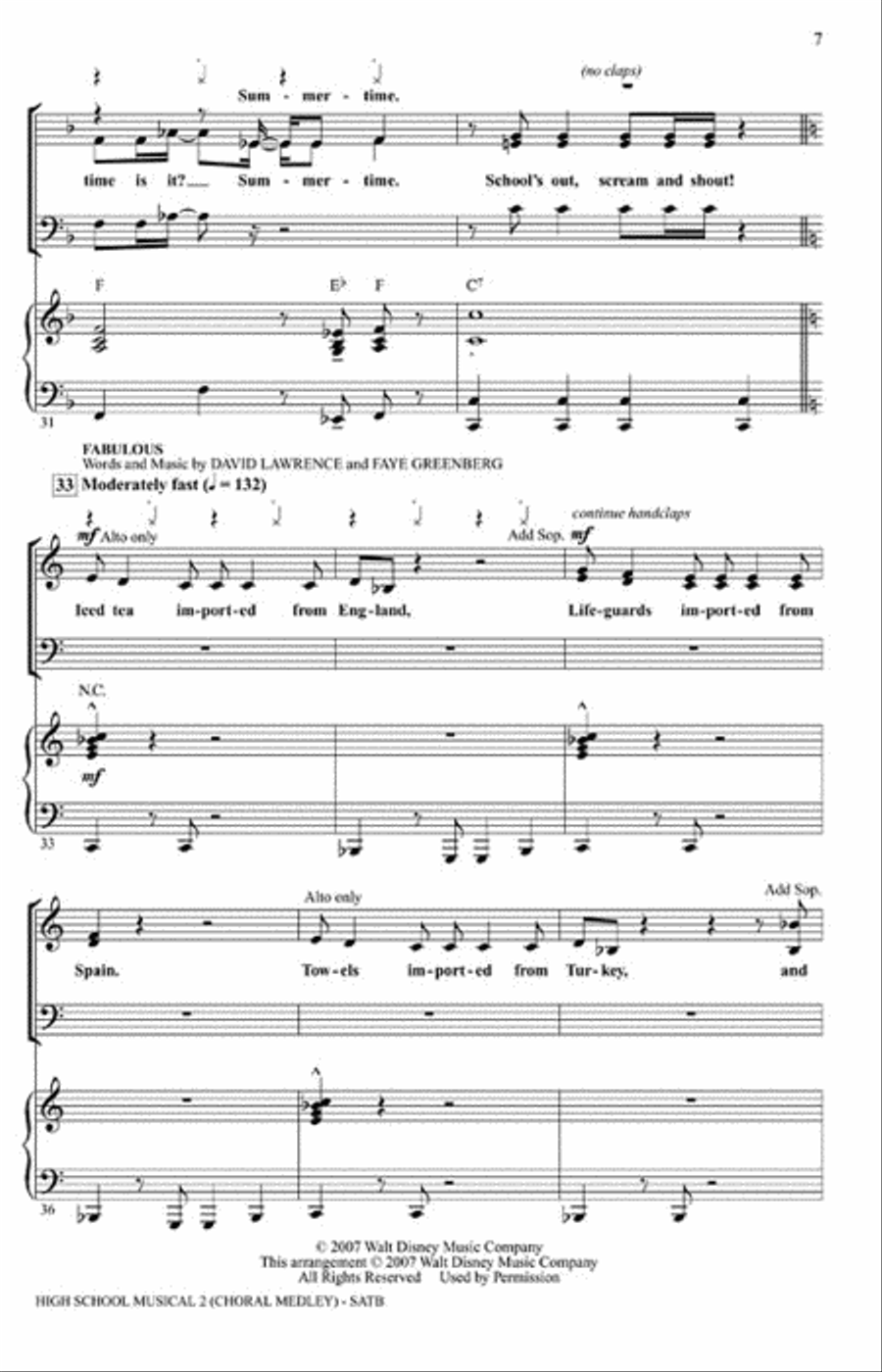 High School Musical 2 High School Musical 2 Choir scores gallery preview page 3