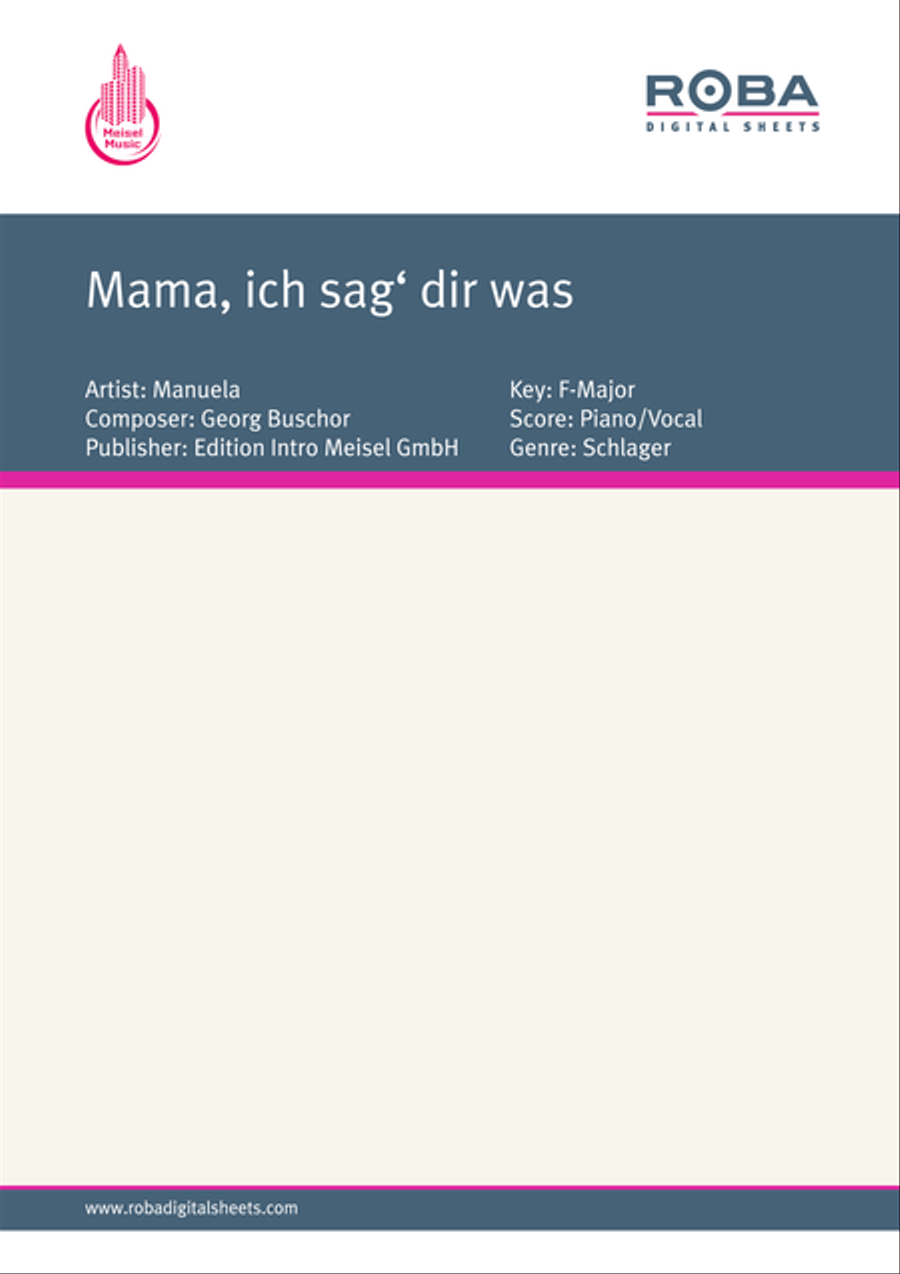 Mama, ich sag' dir was Piano, Vocal scores gallery preview page 1