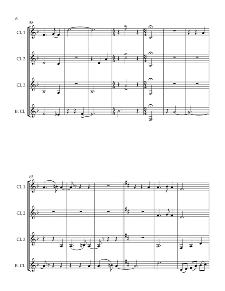 We Gather Together and Silent Night Woodwind Quartet scores gallery preview page 6