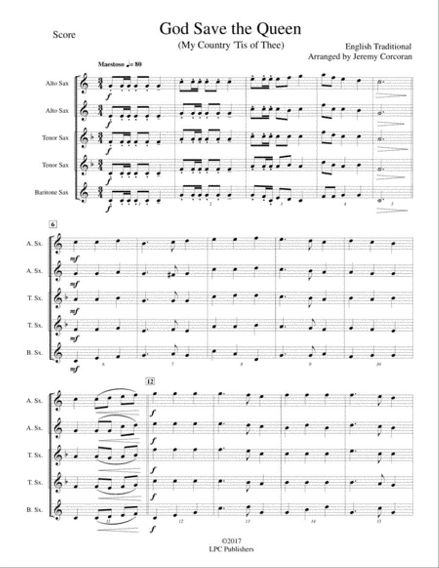 God Save the Queen (My Country Tis of Thee) Woodwind Quintet scores gallery preview page 3