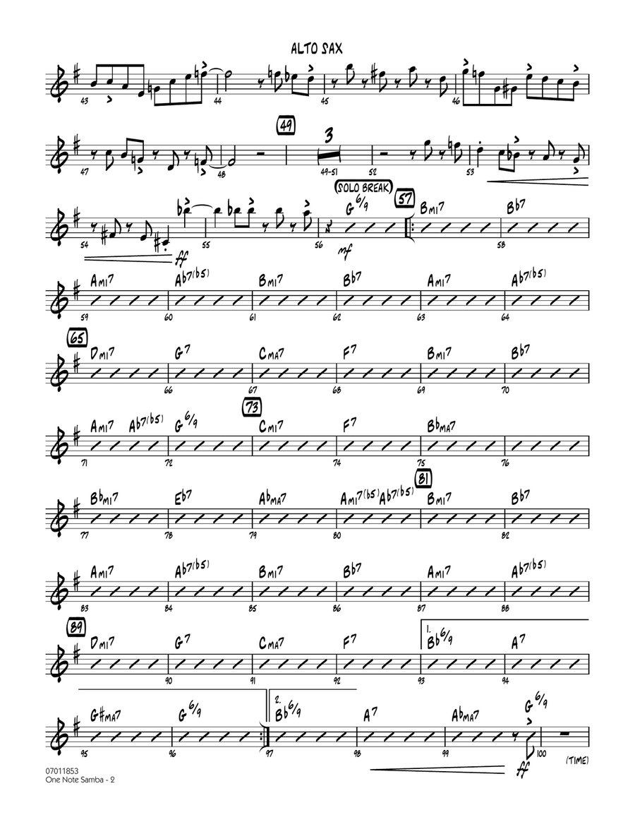One Note Samba - Alto Sax Jazz Ensemble scores gallery preview page 2