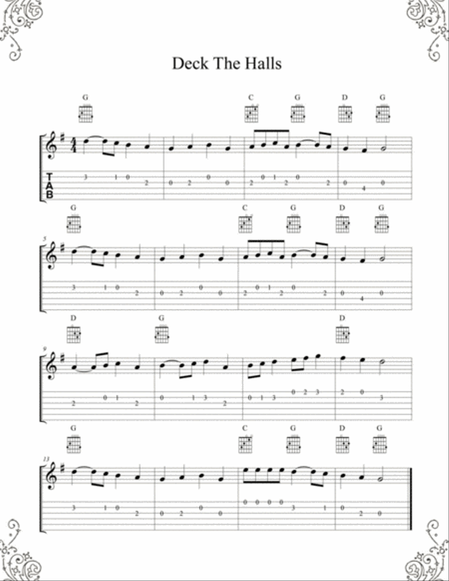 12 Christmas Songs - Beginner guitar Guitar Tablature scores gallery preview page 4