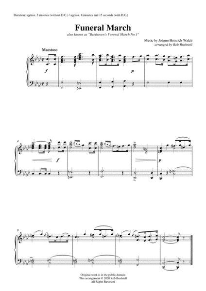 Funeral March (Walch)/"Beethoven's Funeral March No.1" - Solo Piano image number null