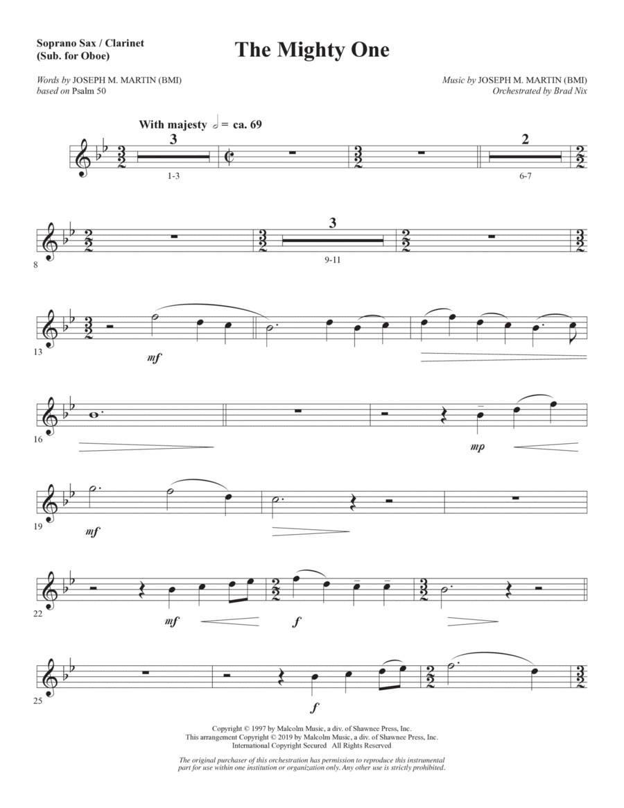 The Mighty One - Soprano Sax/Clarinet(sub oboe) Choir scores gallery preview page 1