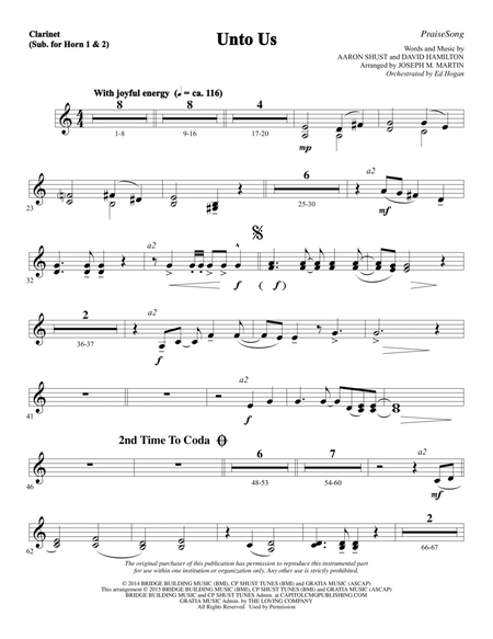 Unto Us - Clarinet (sub. Horn 1-2)