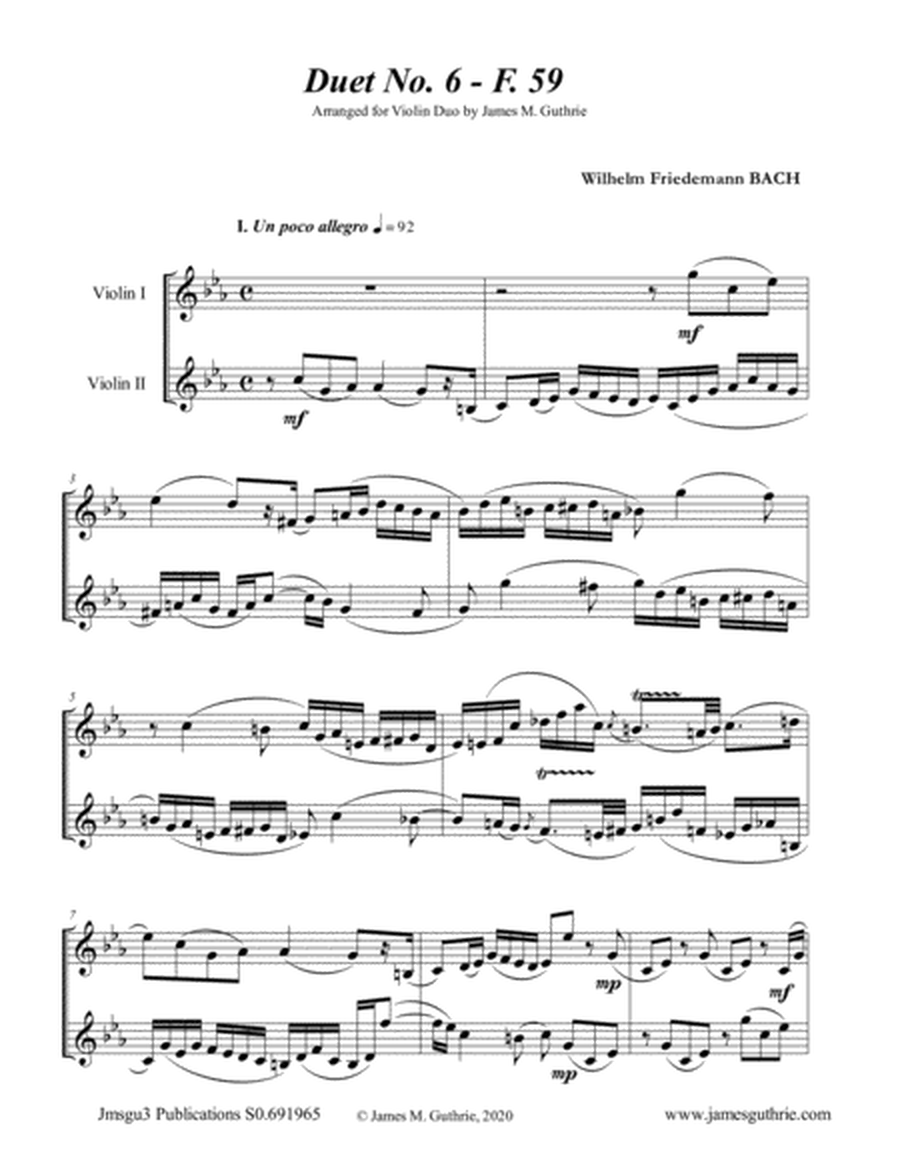 WF Bach: Duet No. 6 for Violin Duo image number null