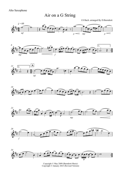 Air on a G String for Alto Saxophone and Piano (version two) image number null