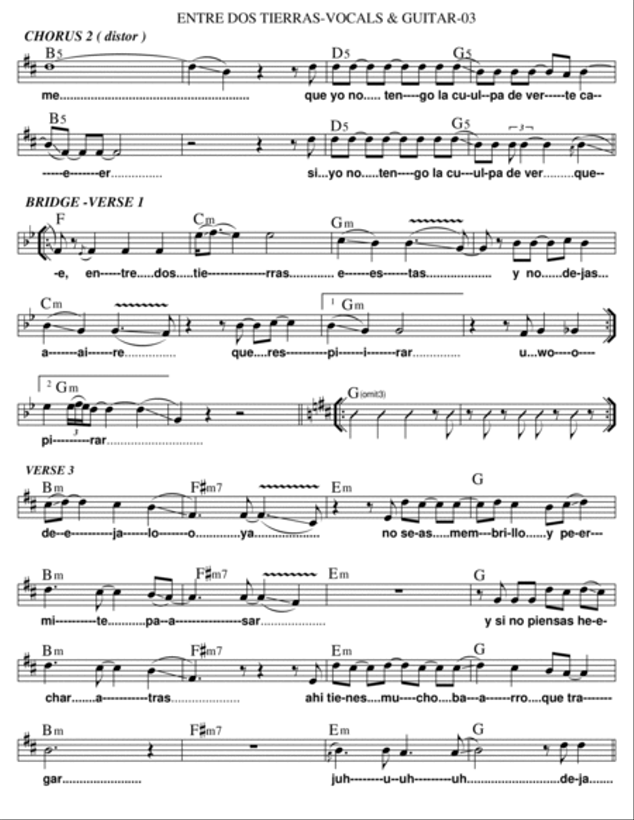 Entre Dos Tierras Guitar scores gallery preview page 3