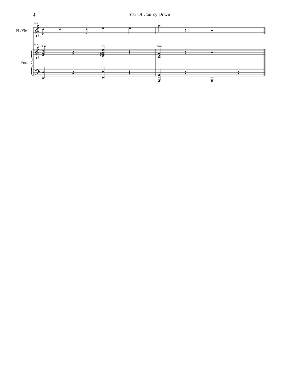 Star Of County Down (Flute or Violin solo and Piano) Star Of County Down (Flute or Violin solo and Piano) Flute scores gallery preview page 4
