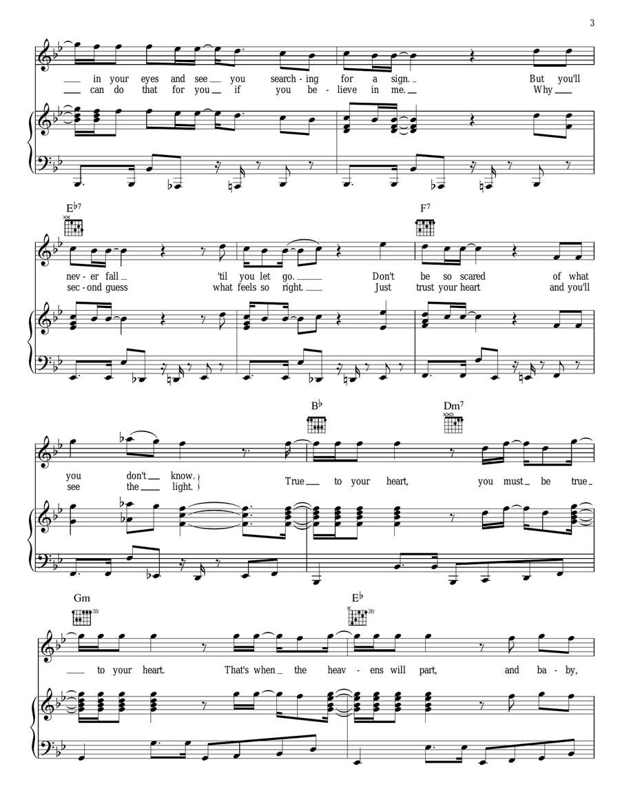 True To Your Heart (from Mulan) Piano, Vocal, Guitar scores gallery preview page 3