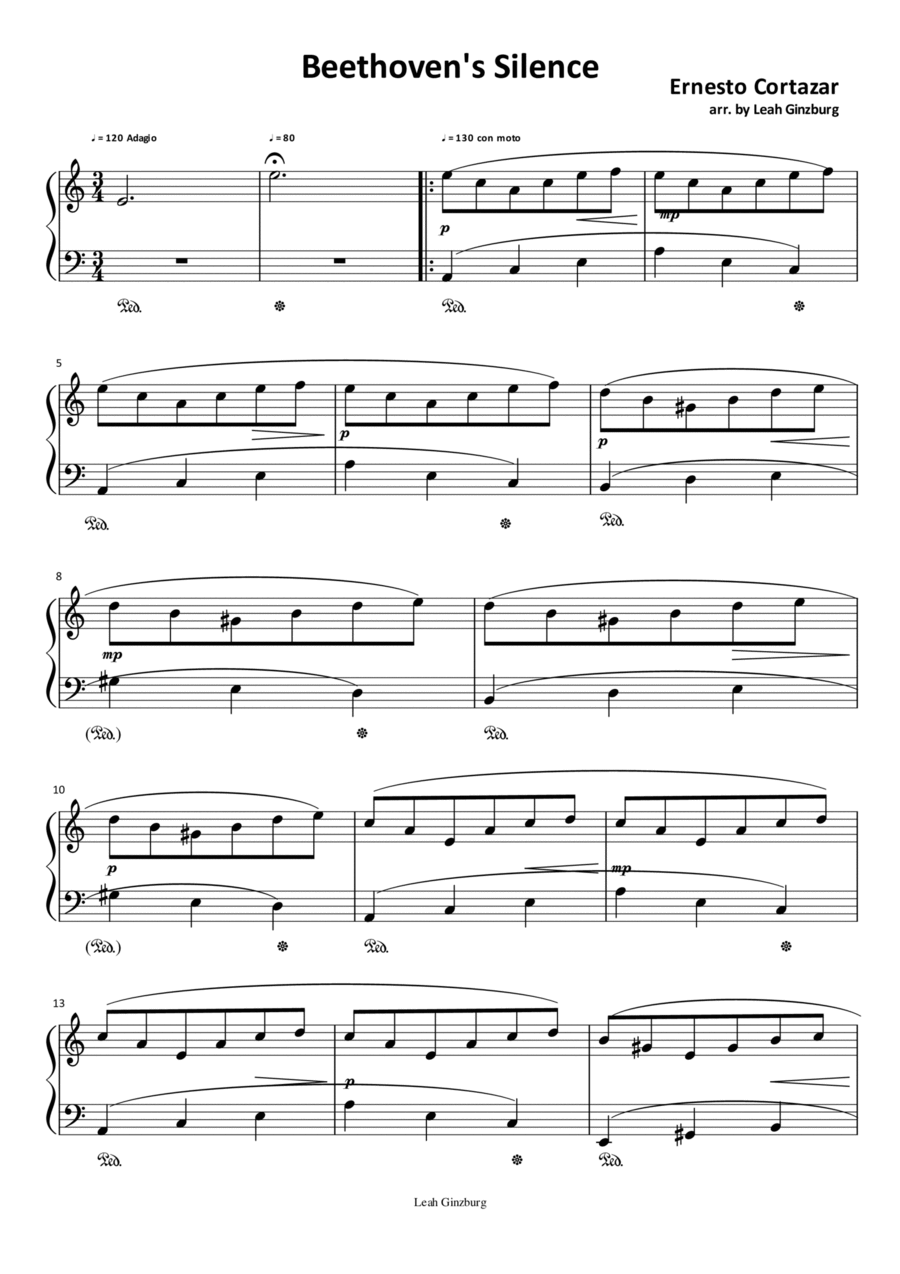 Beethoven's Silence Piano Solo scores gallery preview page 1