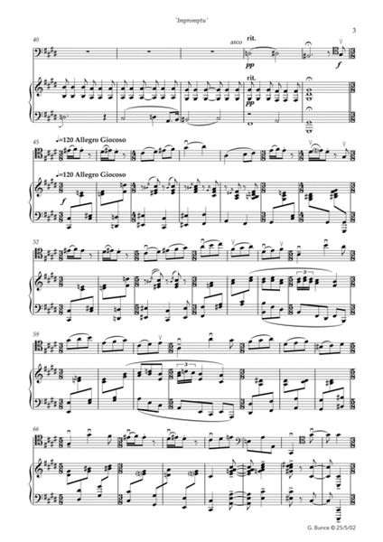 Impromptu for cello and piano Piano - Digital Sheet Music