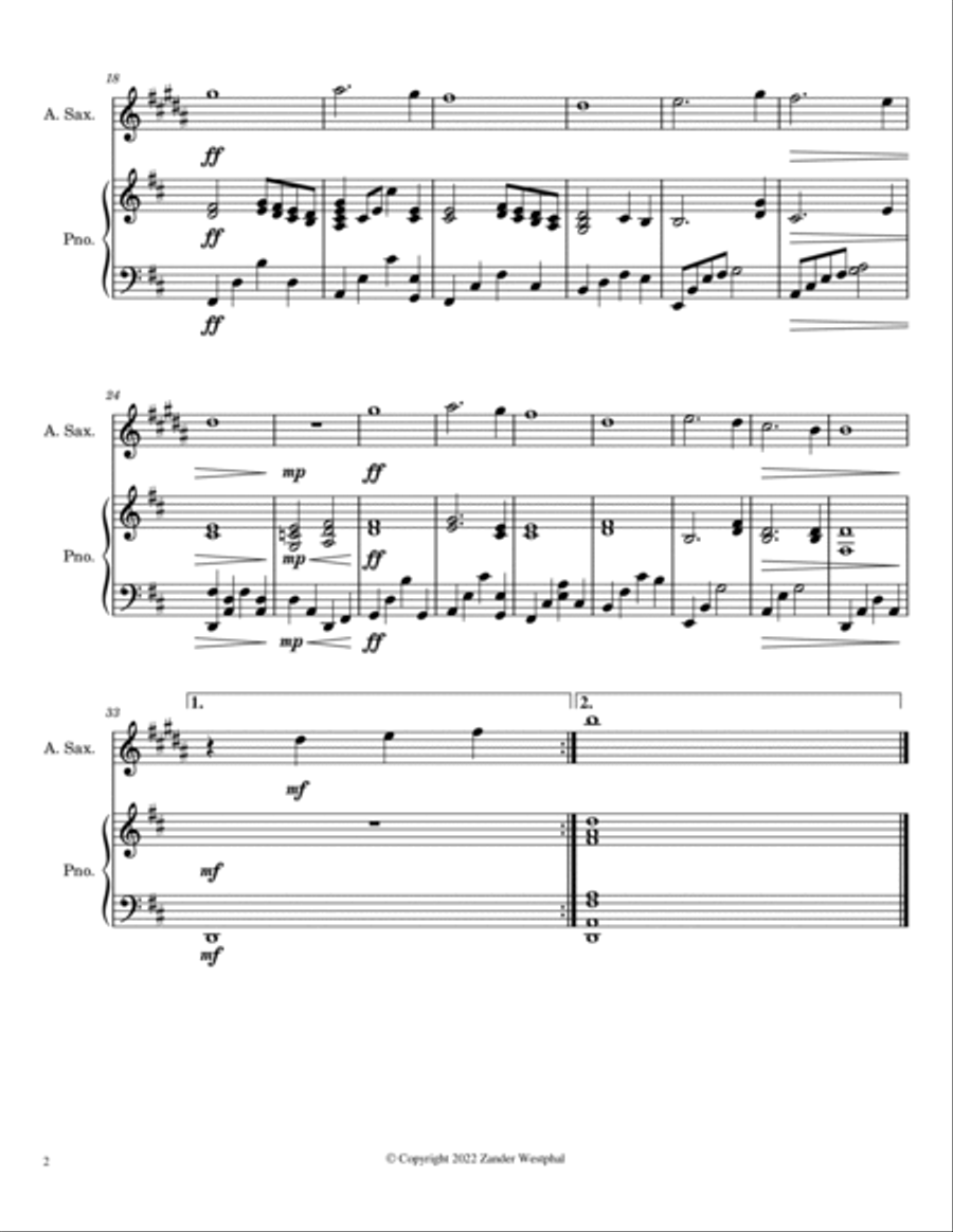 Spirit Song for Alto Saxophone and Piano Alto Saxophone scores gallery preview page 2