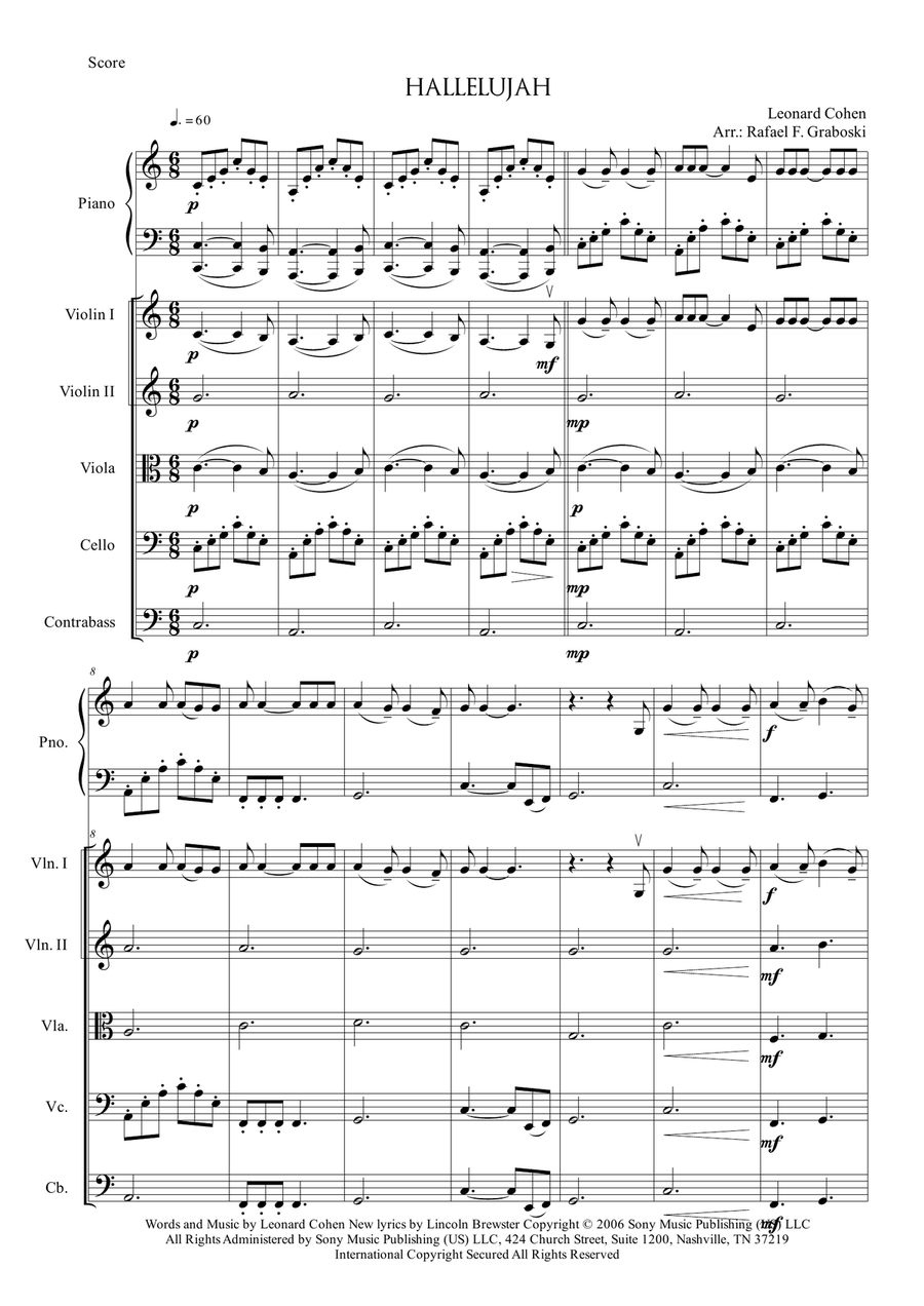 Another Hallelujah Piano Quintet scores gallery preview page 1