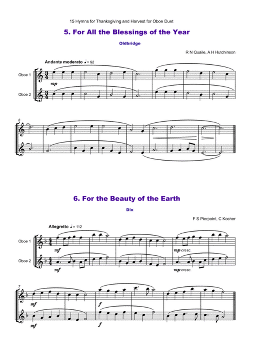 15 Favourite Hymns for Thanksgiving and Harvest for Oboe Duet