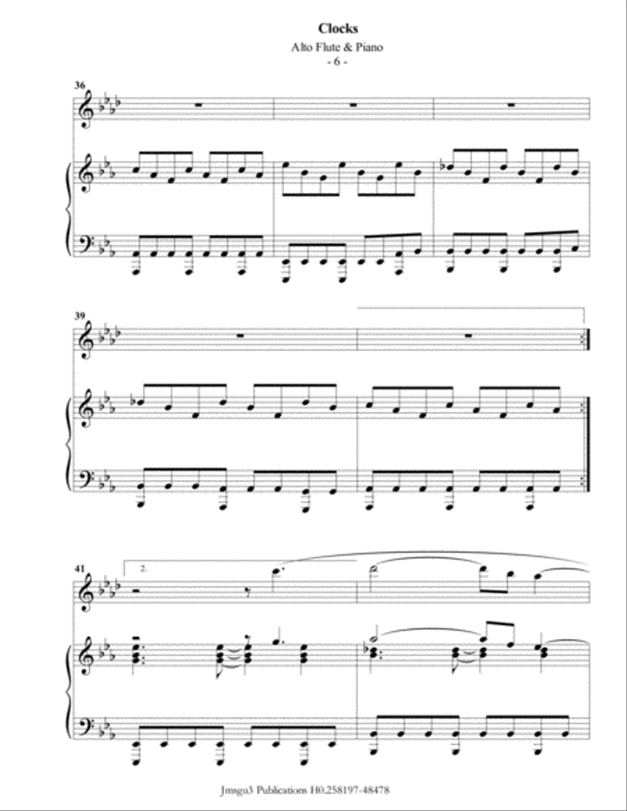 Clocks Flute Solo scores gallery preview page 6