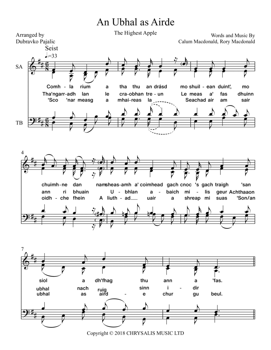 An Ubhal As Airde An Ubhal As Airde 4-Part scores gallery preview page 1