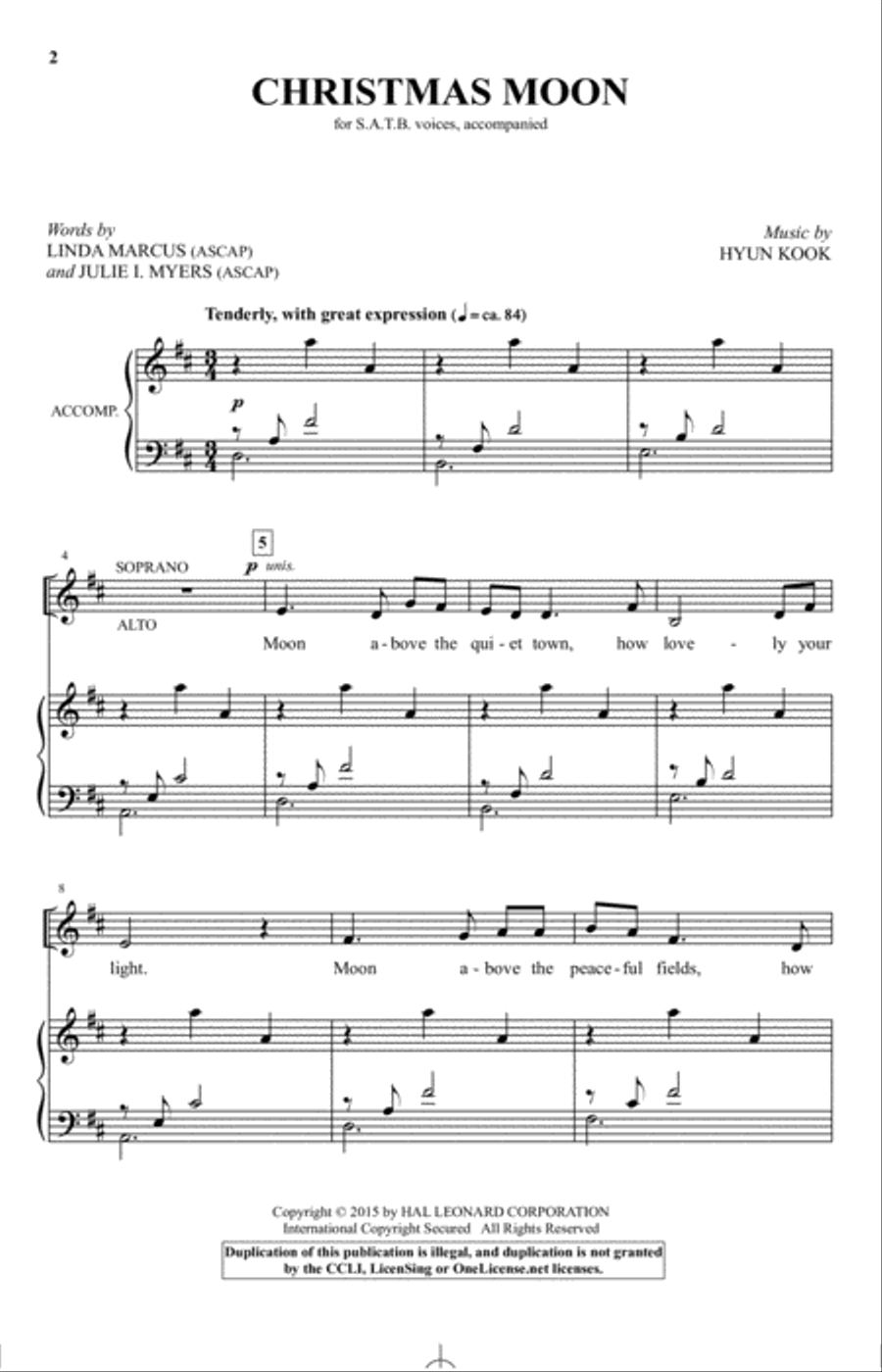 Christmas Moon 4-Part scores gallery preview page 1