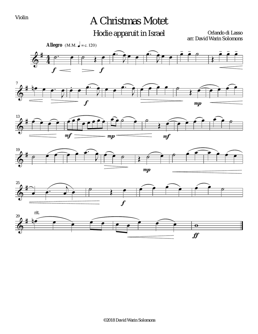 Christmas Motet (Hodie apparuit in Israel) for string trio String Trio scores gallery preview page 3