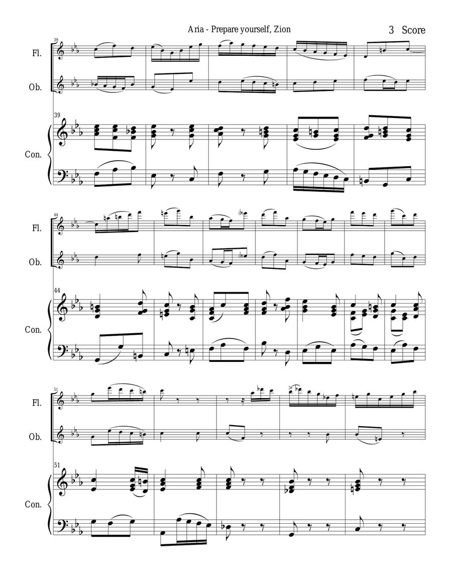 Bach - Aria from The Christmas Oratorio for flute and oboe duet Woodwind Duet scores gallery preview page 3