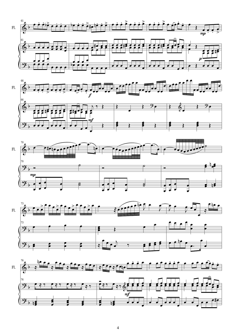 Vivaldi - Concerto in F major 'Autumn' RV 293 Op.8 No.3 Flute and Piano Flute Solo scores gallery preview page 4