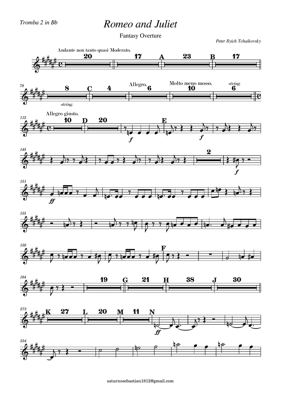 Romeo and Juliet (Fantasy Overture) Tchaikovsky Trumpet 2 in Bb