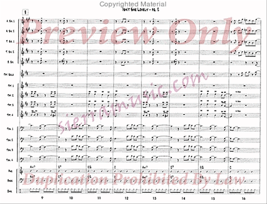 Isn't She Lovely (For Doc) Jazz Ensemble scores gallery preview page 3