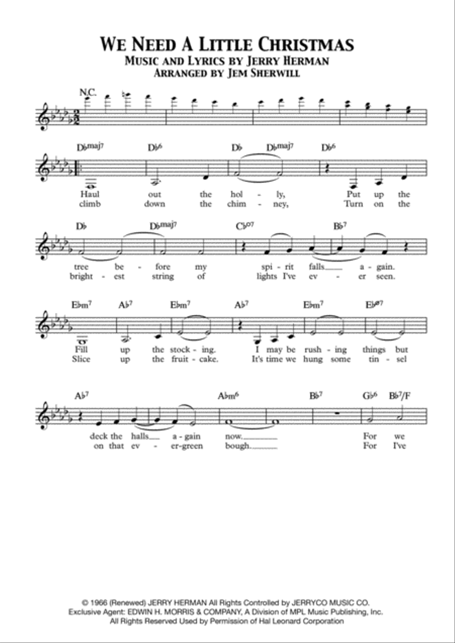 We Need A Little Christmas Piano, Vocal, Guitar scores gallery preview page 1