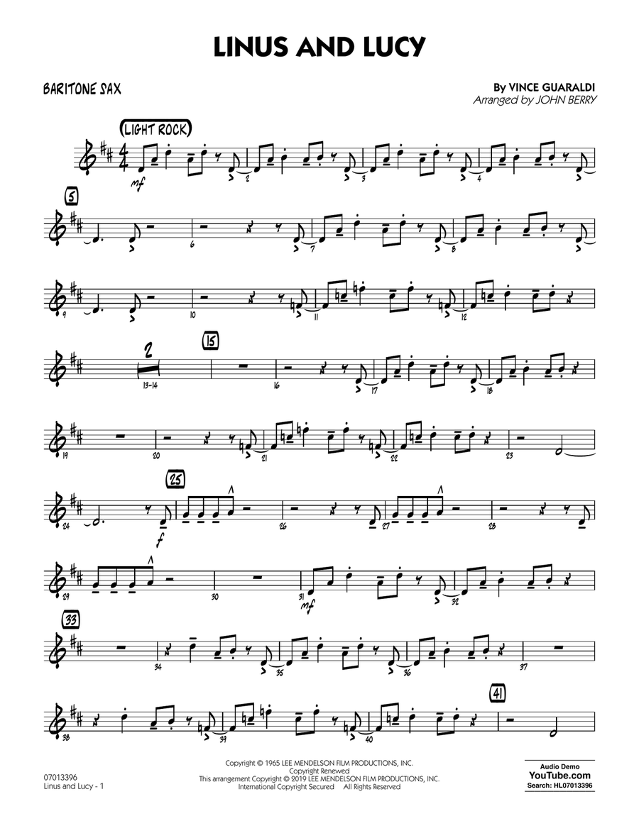 Linus and Lucy (arr. John Berry) - Baritone Sax