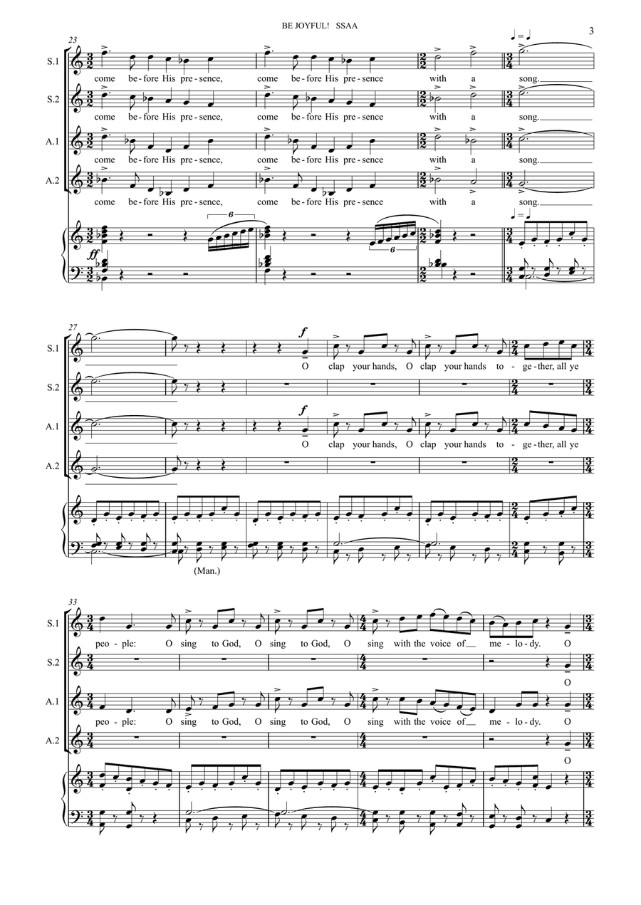 Be Joyful! (for SSAA and organ) SSAA scores gallery preview page 3