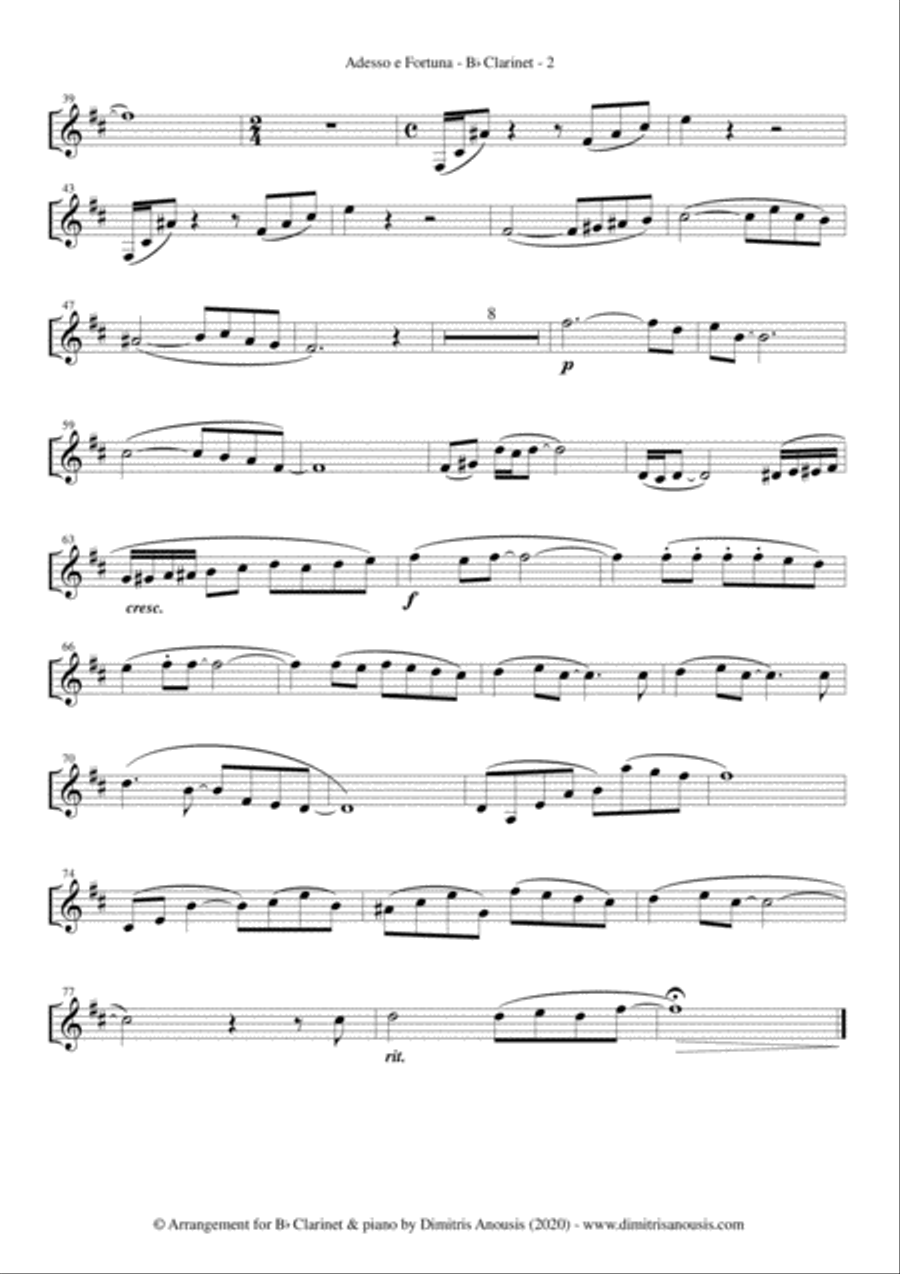 Adesso E Fortuna Clarinet Solo scores gallery preview page 4