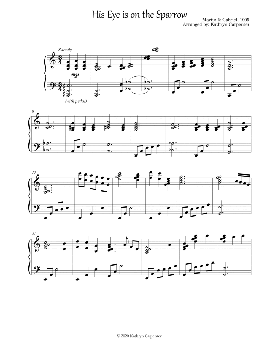 His Eye is on the Sparrow (Advanced Piano) Piano Solo scores gallery preview page 1