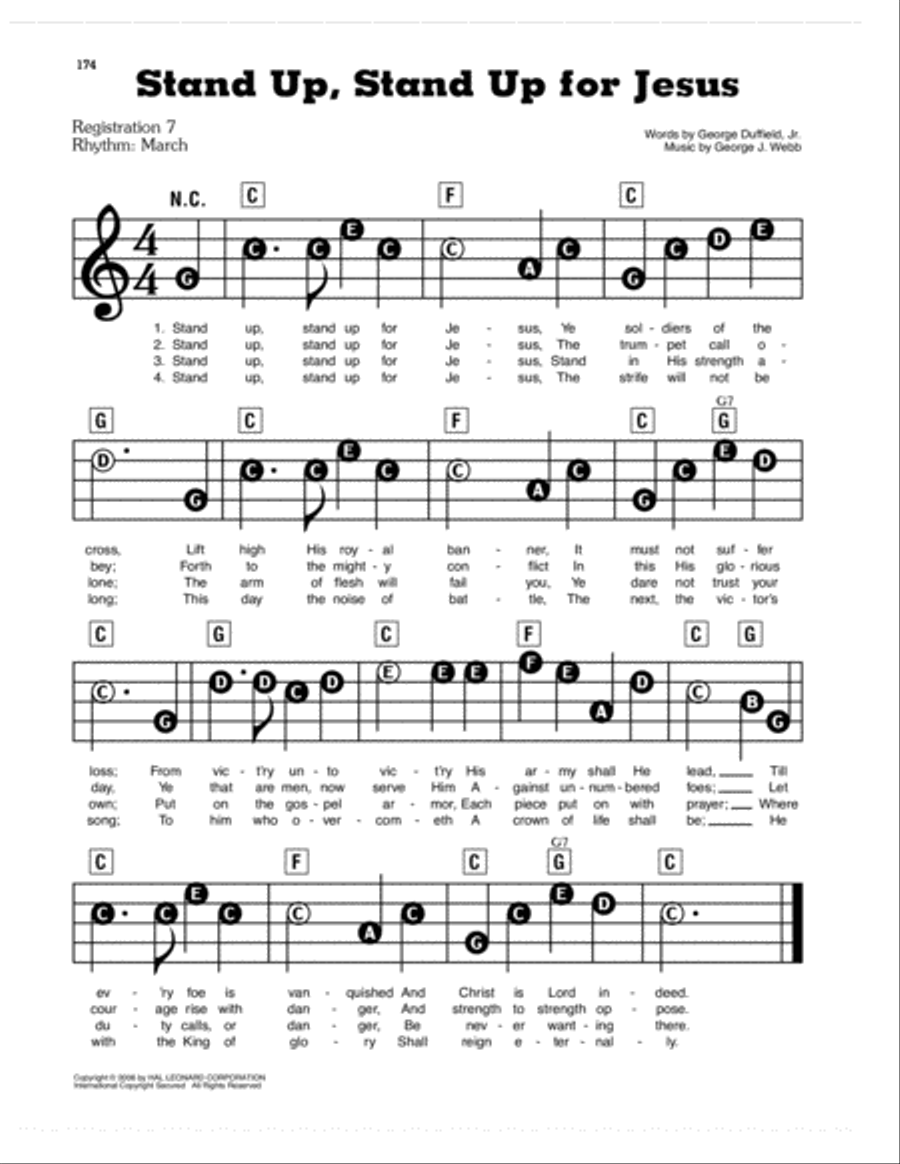 Stand Up, Stand Up For Jesus Electronic Keyboard scores gallery preview page 1