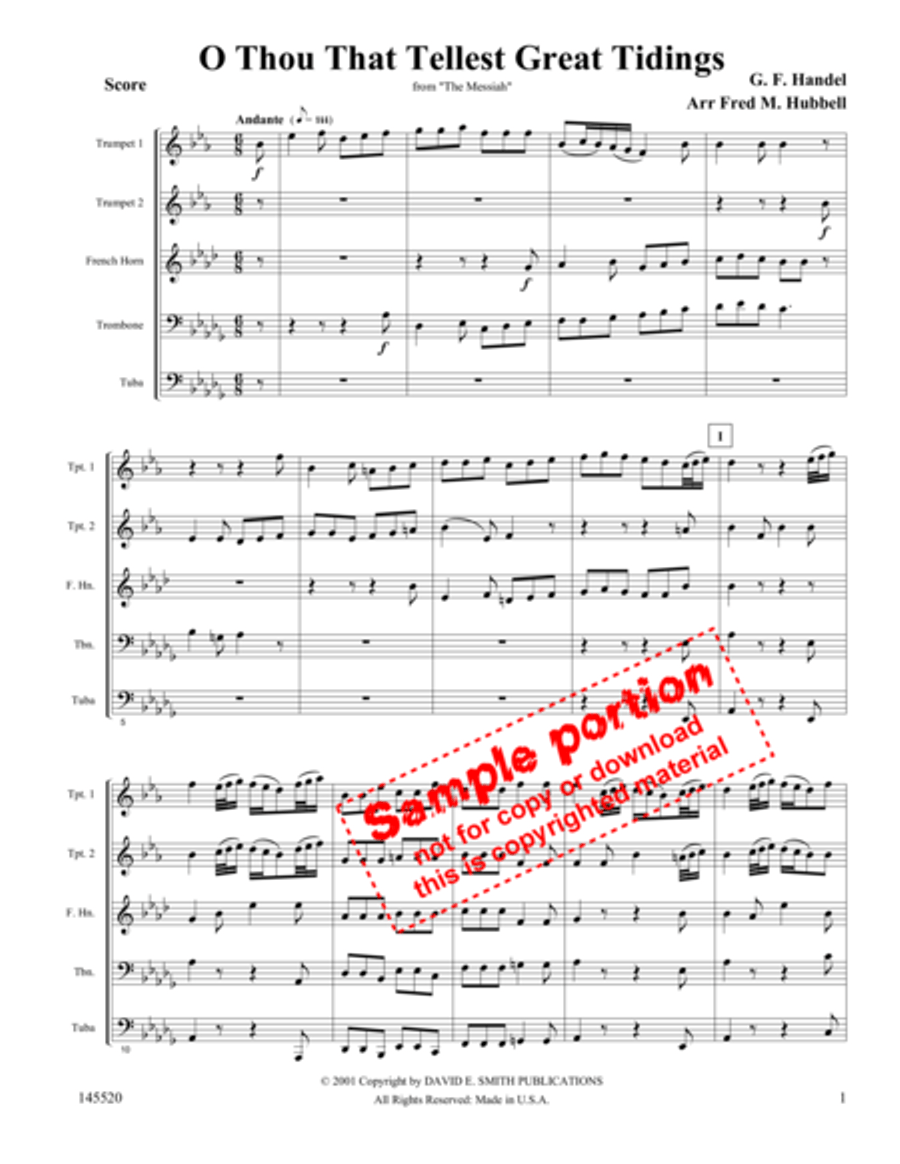 O Thou That Tellest G/Tid'gs Brass Quintet scores gallery preview page 2