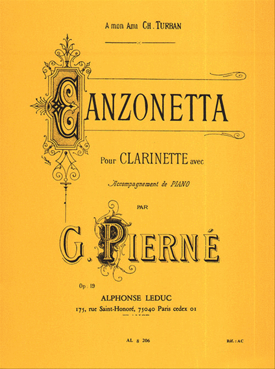 Gabriel Pierne - Canzonetta Pour Clarinette Et Piano Clarinet Solo scores gallery preview page 1