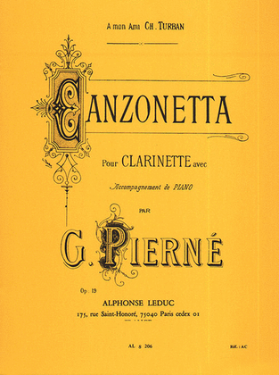 Book cover for Gabriel Pierne - Canzonetta Pour Clarinette Et Piano