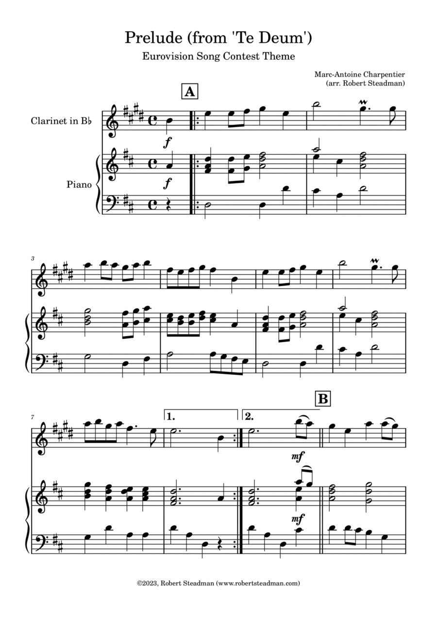 Prelude (from 'Te Deum') - EUROVISION SONG CONTEST THEME Chamber Music scores gallery preview page 1