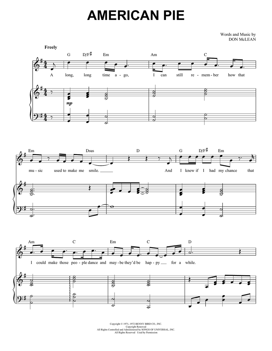 American Pie Voice scores gallery preview page 1