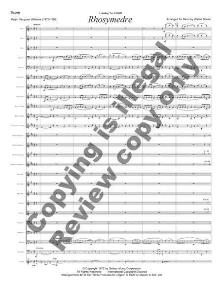 Rhosymedre, Prelude On a Welsh Hymn Tune (Complete Band Set & Score)