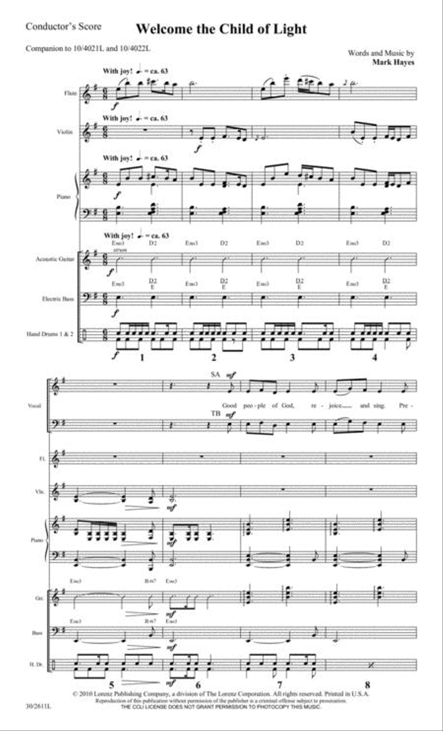 Welcome the Child of Light - Instrumental Ensemble Score and Parts Choir scores gallery preview page 2