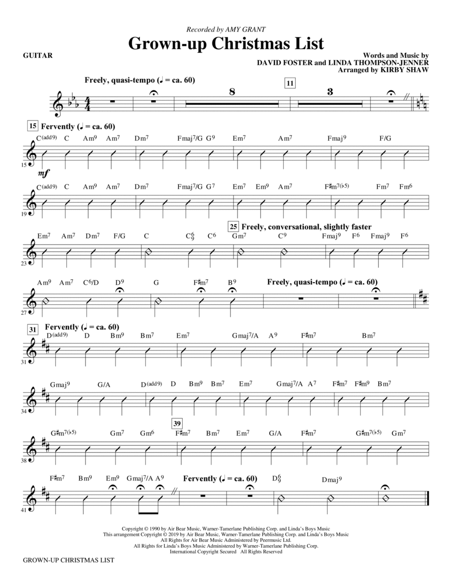 Grown-Up Christmas List (arr. Kirby Shaw) - Guitar Choir scores gallery preview page 1